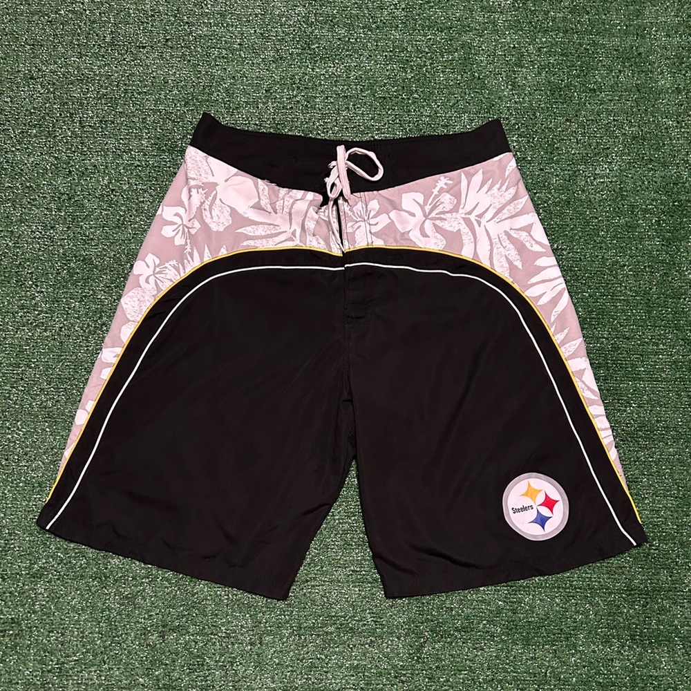 NFL team apparel Pittsburgh Steelers floral swimming trunks sz 2XL
